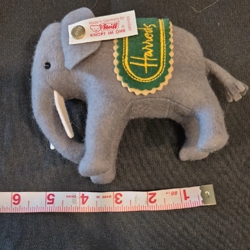 Steiff Made For Harrods Gray Elephant Plush